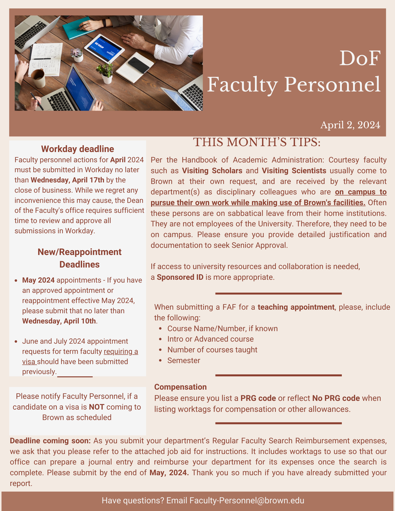 April 2024 Faculty Personnel Newsletter